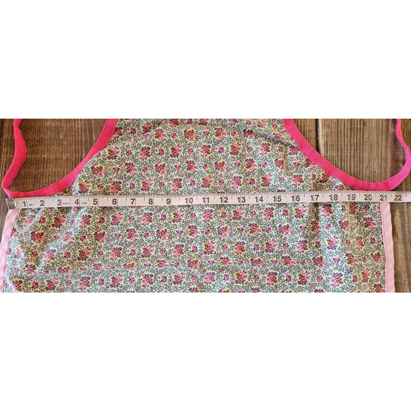 Womens Kitchen Apron One Size Pink Floral Pockets Cooking Baking Retro 50s 60s - Picture 6 of 8